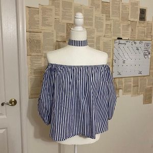 Forever 21 Strapless Striped Top with Detachable Choker
